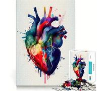 Watercolor Human Heart Jigsaw 1000 Pieces for Teenagers Mind Boost Fun Zero Gap Captivating Leisure for Cozy Indoors (38x26cm)