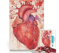 Watercolor Human Heart Jigsaw for Adults1000 Pieces Brain Focus Game Precision Cut Smooth Edges Amusing Challenge for Waiting Time (38x52cm)