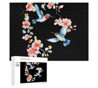Watercolor Hummingbirds And Flower Fun Wooden Picture Puzzle Creative Gift Wood Jigsaw for Adults And Family Game