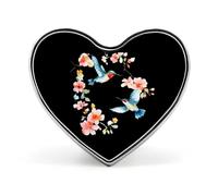 Watercolor Hummingbirds And Flower Heart Metal Brooches 1 Inch Decorative Badges Exquisite Decorations Pins for Clothing