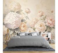 Watercolor Hydrangea Peony Floral Wall Mural 159 × 280 Cm Non-Woven Art Print Wall Mural Large Poster Picture Modern Flower Nature Botanical Wall Decor for Sofa Tv Backgrounds Hydrangea Peony 159