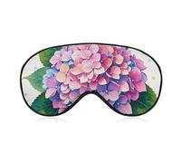 Watercolor Hydrangea Sleep Mask Light Blocking Eye Cover Polyester Eye Mask with Elastic Strap Blindfold for Side Sleeper Sleeping Masks Face Hugging for Women Men Travel