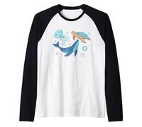 Watercolor Illustration Underwater World Raglan Baseball Tee