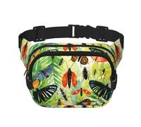 Watercolor Insects Printed fashionable waist bag, unisex messenger bag, fashionable travel waist bag
