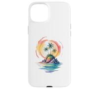 Watercolor Island Tropical Sunset Illustration Case for iPhone 15 Plus
