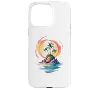 Watercolor Island Tropical Sunset Illustration Case for iPhone 15 Pro Max