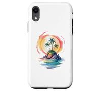 Watercolor Island Tropical Sunset Illustration Case for iPhone XR