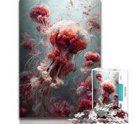 Watercolor Jellyfish Adult Puzzles 1000 Pieces,Help The Brain Exercise Addictive Toys to Cultivate Patience Unique Challenge Game 38x26cm