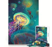 Watercolor Jellyfish Art Puzzles for Adults 1000 Puzzles Smart Exercise Light Enjoyment Accurate Edges Holiday Treat (50x75cm)