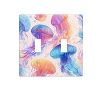 Watercolor Jellyfish Double Gang Toggle Light Cover Wall Plate Switch Decor Standard Size - 11.4x11.4cm