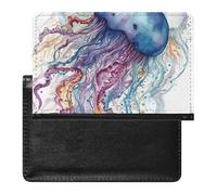 Watercolor Jellyfish Passport Holder Passport Cover Protector Essentials with Credit Card Slots for Women Men