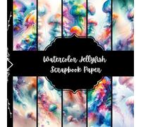 Watercolor Jellyfish Scrapbook Paper, Oceancore Junk Journal Paper, Sea Creatures Decorative Paper, DIY Projects, Origami Paper, Collage Sheets, Decoupage Paper, 10 Designs, Double Sided