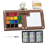 Watercolor Kit, Mini Watercolor Set, 2025 New Mini Watercolour Paint Set Travel with Brush and Book, All-In-One Travel Art Supplies for Beginners, Adults, Kids(15 Gride)