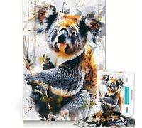 Watercolor Koala Bear Jigsaw Puzzles 1000 Pieces Focus Boost Fun Laser Cut for Flawless Fit Bonding Activity for Loved Ones (38x52cm)