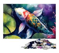 Watercolor Koi Fish 1000 Pieces Puzzles for Adults Paper Jigsaw Puzzles for Adults Challenging Brain Teaser Relaxing Toy for Teenagers 1000 PCS(38x26cm)