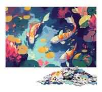 Watercolor Koi Fish Jigsaws 1000 Pieces for Adults Difficult Puzzles for Adults for Holidays Birthdays And Family Game Nights 1000 PCS(75x50cm)