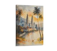 Watercolor Kuala Lumpur Painting, Malaysia Travel Poster 08x12inch(20x30cm)