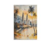 Watercolor Kuala Lumpur Painting, Malaysia Travel Poster 12x18inch(30x45cm)