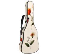 Watercolor Ladybug Bee Dragonfly Flower Wildflower Acoustic Guitar Bag Thick Padded, Waterproof Guitar Gig Bag for 40 41 42 Inch Guitars
