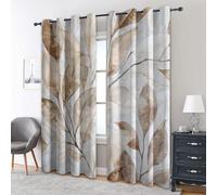 Watercolor Leaf Curtains Blackout, 66x90 Inch 2 Panels - Beige Brown Leaves Pattern Black Out Curtains, Home Decor, 90 Drop Eyelet Window Drapes for Bedroom, Living Room A&BT80