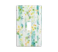 Watercolor Leaf Light Switch Cover Plates/Outlet Covers, Soft Green Nature Design for Home Decor, Thermoplastic Wall Plates, Standard Size Single Toggle