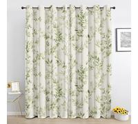 Watercolor Leaves Blackout Curtains for Bedroom, Rustic Farmhouse Thermal Curtains 54 Inch Drop, Nature Botanical Short Curtain for Living Room, Eyelet Drapes 2 Panels, Ah150