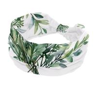 Watercolor Leaves Twigs in Sage Green Color Wide Headbands for Women, Yoga Workout Head Bands Wide Elastic Hair Bands for Washing Face Makeup