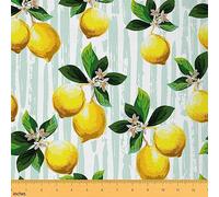 Watercolor Lemon Fabric by The Yard Oil Painting Style Yellow Fruits Fabric for Sewing Supplies Wild Outdoor Leaves Rustic Style Fabric for DIY Upholstery and Home Accents 2 Yards