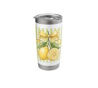 Watercolor Lemon Fruit Yellow Bow Citrus Design Stainless Steel Insulated Tumbler