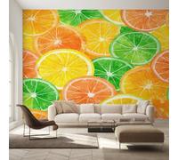 Watercolor Lemon Wallpaper, Summer Fruit Wall Mural for Living Room, Bedroom, Non-Woven Wall Papaer Decoration, Photo Wallpaper & Home Decor, 400x280 cm (WxH) K-MZ&18