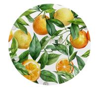 Watercolor Lemons and Leave Small Round Mouse Pad, Anti-Slip Rubber Computer Mousepad for Office Home Gaming Laptop, 10 x 10 Inch
