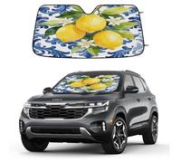 Watercolor Lemons Blossoms Leaves Car Windshield Sun Shade Foldable Reflective Sunshade UV Protection Heat Block Front Window Shade for Car Truck SUV Keeps Interior Cool with Suction Cups