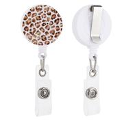 Watercolor Leopard Print Brown Spots Retractable Badge Holder Reel Clip ID Card Holder for Doctor Nurse Student Office Worker