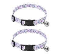 Watercolor Leopard Spots Purple Kitten Collars 2 Pack Cat Neck Collar Adjustable 10.6 to 17.1 Inches