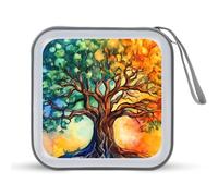 Watercolor Life for Tree Funny CD Case 40 Capacity DVD Holder Portable Storage Disc Binder Wallet for Car Home Travel