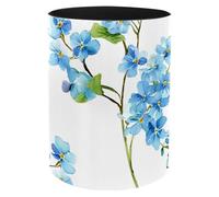 Watercolor Light Blue Branches and Spring Flowers Pencil Holder for Desk, Round Leather Bottom Pen Cup Pen Holders for Cosmetics Office Stationery Supplies