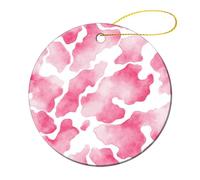 Watercolor Light Pink Cow Skin Pattern Christmas Tree Hanging Ornaments,2 Pieces, 7.2CM Round Double-Sided