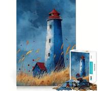 Watercolor Lighthouse Art(无水 Adults Puzzles 1000 Piece Jigsaws Recall Skill Fun High Precision Die Cut Easy to Learn Family Enjoyment (38x52cm)