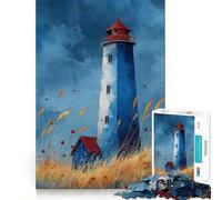 Watercolor Lighthouse Art(无水 Jigsaw Puzzles 1000 Pieces Focus Boost Fun Laser Cut for Flawless Fit Bonding Activity for Loved Ones (50x75cm)