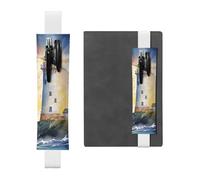 Watercolor Lighthouse Fantasy Light Elastic Band Pen Holder Detachable Pu Leather Pen Sleeve Pouch Journal Pencil Holder Pencil Case Office Supplies Gift For Hardcover Journals Notebooks Planners
