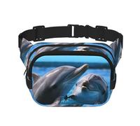 Watercolor Lighthouse Fantasy Light Fanny Pack for Women Men Fashion Waist Pack Adjustable Belt Bag for Workout Running Travelling Casual Waist Bag, Two Dolphins In The Water, One Size