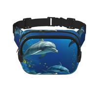 Watercolor Lighthouse Fantasy Light Fanny Pack for Women Men Fashion Waist Pack Adjustable Belt Bag for Workout Running Travelling Casual Waist Bag, Underwater World Dolphins Coral, One Size