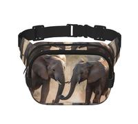Watercolor Lighthouse Fantasy Light Fanny Pack for Women Men Fashion Waist Pack Adjustable Belt Bag for Workout Running Travelling Casual Waist Bag, Two Elephants Playing, One Size