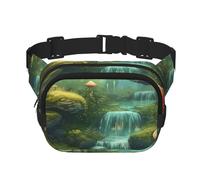 Watercolor Lighthouse Fantasy Light Fanny Pack for Women Men Fashion Waist Pack Adjustable Belt Bag for Workout Running Travelling Casual Waist Bag, Fantasy River Mushroom In Jungle Trees, One Size