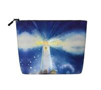 Watercolor Lighthouse Fantasy Light Patterned Women's Cosmetic Bag, Single Layer Toiletry Bag, Suitable for Daily Storage, Travel, and Business Trips.