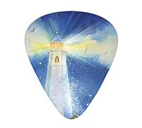 Watercolor Lighthouse Fantasy Light The guitar pick, for acoustic, electric, bass guitars - natural touch, 12 pack, multi-color.