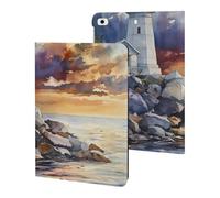 Watercolor Lighthouse Rocky Shore Slim Case Compatible with iPad 10th 9th 8th 7th Generation 2022 2021 2020 2019 Protective Cover Stand