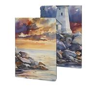 Watercolor Lighthouse Rocky Shore Slim Case Compatible with iPad 10th 9th 8th 7th Generation 2022 2021 2020 2019 Protective Cover Stand