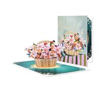 Watercolor Lily Flower Basket Blooming Wishes 3D Pop Up Greeting Card