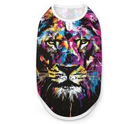 Watercolor Lion Colorful Splash Dog And Cat Clothes Pet Summer Sleeveless T Shirt Basic Vest L